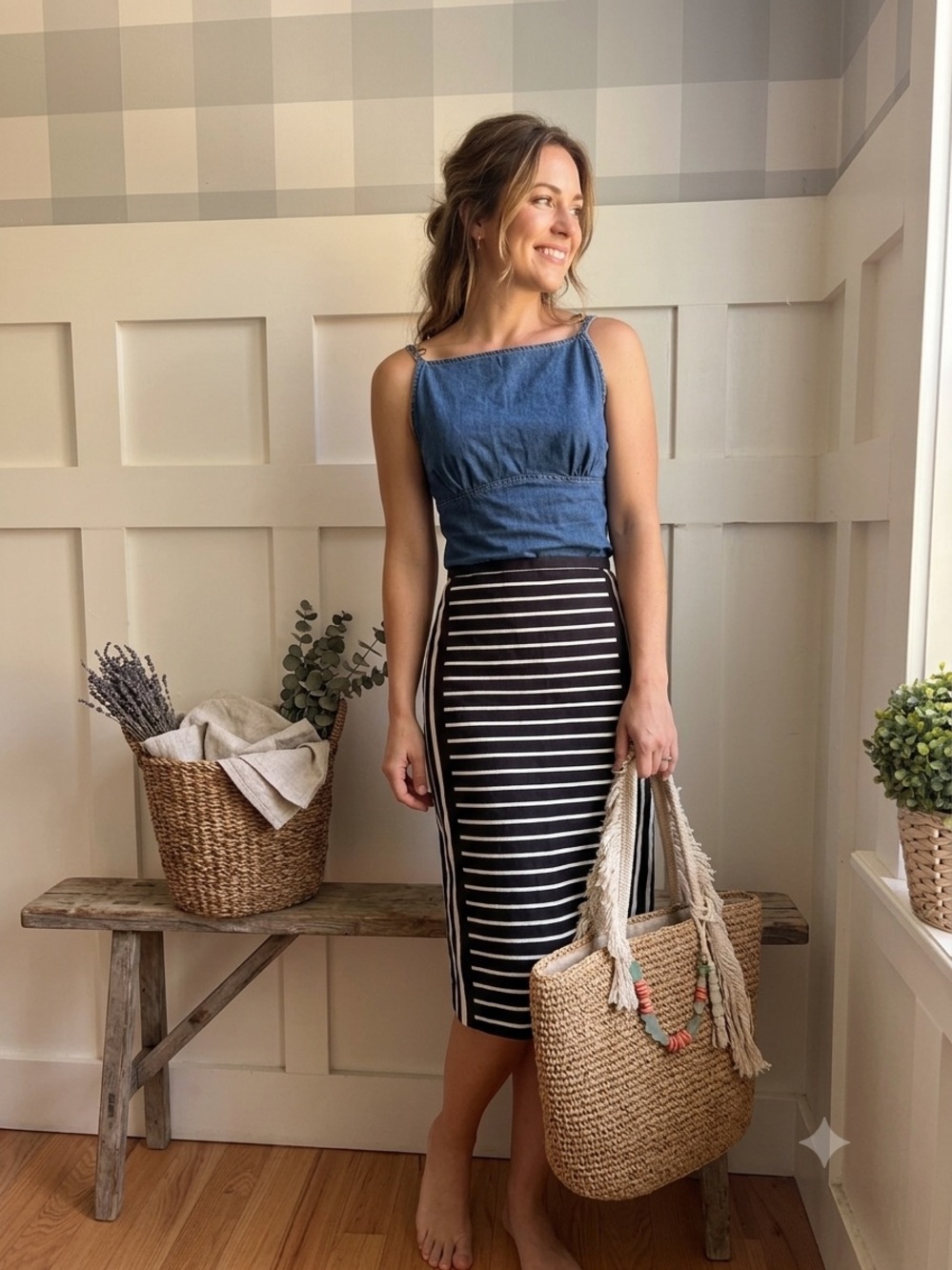 J.‎ Crew Cotton Black & White Striped Pencil Skirt 4